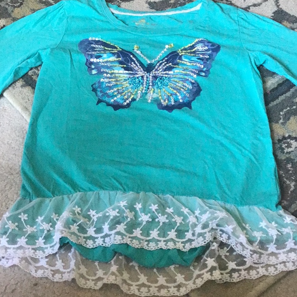 Copper Key green girls top beaded butterfly 🦋 10/12 Ready for school